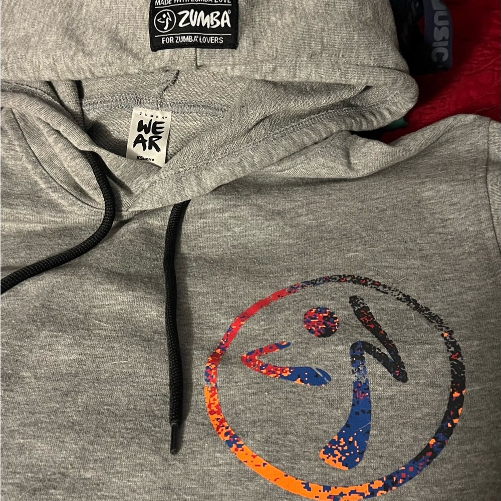 Zumba Fitness Gray Instructor Hoodie Colorful Logo 2001 Men’s XS Women’s ZIN